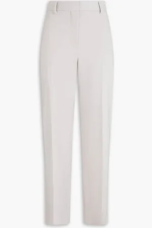 Brunello Cucinelli Bead-embellished wool-blend twill straight-leg pants - Gray - IT 40