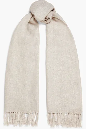Brunello Cucinelli Metallic linen-blend scarf - White - OneSize