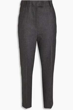 GENTRYPORTOFINO Anthracite wool and cashmere-blend tapered pants - Gray - IT 46