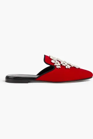 Giuseppe Zanotti Letizia crystal-embellished velvet slippers - - EU 37