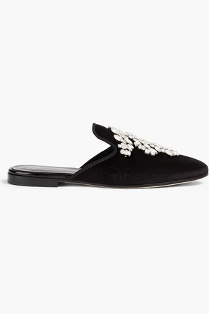 Giuseppe Zanotti Letizia crystal-embellished velvet slippers - - EU 38