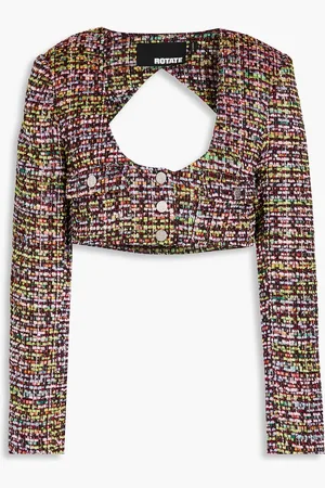 ROTATE Cropped cutout bouclé-tweed jacket - - DE 38