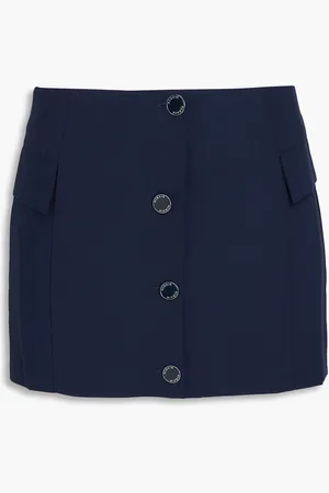 REMAIN Birger Christensen Button-detailed woven mini skirt - Blue - DE 38
