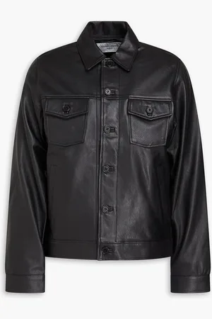 OFFICINE GENERALE Pebbled-leather jacket - - L