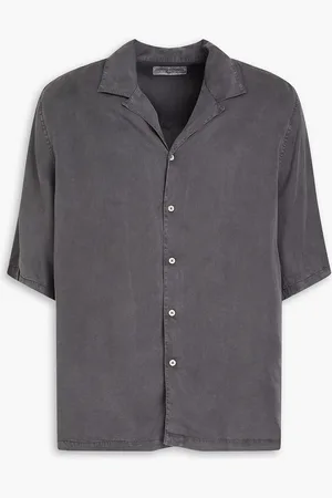 OFFICINE GENERALE Lyocell-twill shirt - Gray - XS