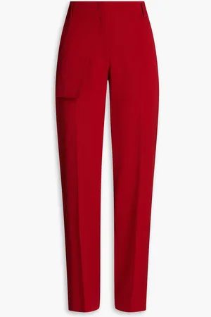 Victoria Beckham Tweed straight-leg pants - Burgundy - UK 6