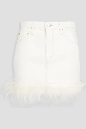 Simkhai Federica feather-trimmed denim mini skirt - White - 30
