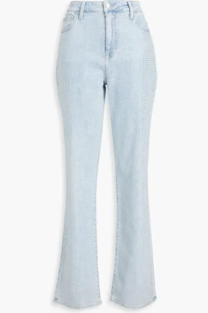Simkhai Liam crystal-embellished high-rise straight-leg jeans - Blue - 26