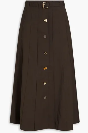 REJINA PYO Noor wool-blend midi skirt - Brown - UK 6