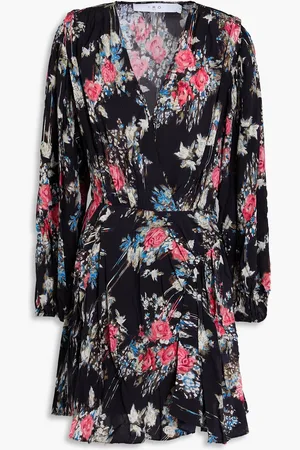 IRO Wrap-effect printed crepe de chine mini dress - - FR 34