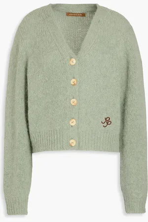 REJINA PYO Nala brushed ribbed alpaca-blend cardigan - Green - M