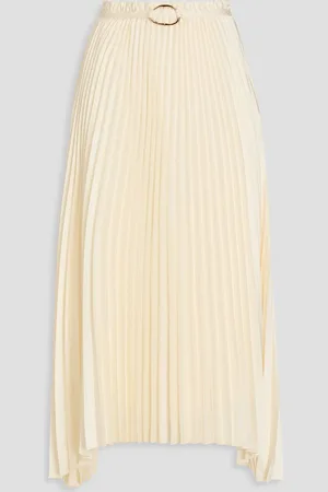 REJINA PYO Dilan asymmetric embellished pleated satin midi skirt - White - UK 8