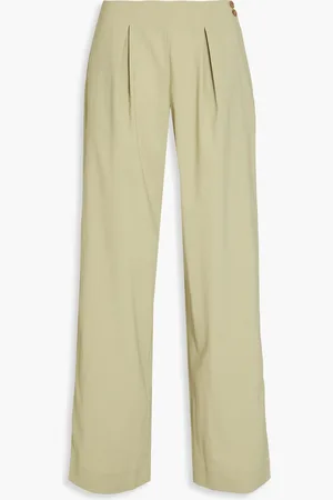 REJINA PYO Reine wool-blend wide-leg pants - Green - UK 12