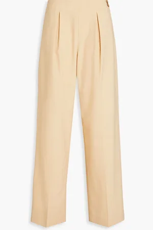 REJINA PYO Reine pleated wool-blend wide-leg pants - Neutral - UK 14