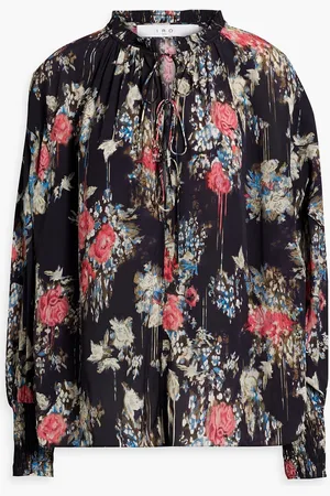 IRO Analin tie-detailed floral-print crepe de chine blouse - Blue - FR 34