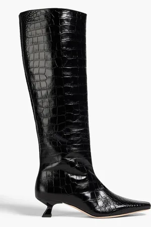 REJINA PYO Pillar croc-effect leather knee boots - - EU 36