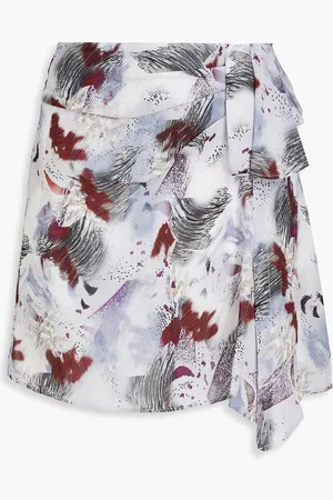 IRO Caruso printed silk-blend crepe de chine mini wrap skirt - Gray - FR 34
