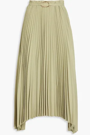 REJINA PYO Dilan embellished pleated crepe midi skirt - Green - UK 10