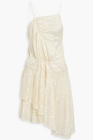 IRO Leodie asymmetric cutout fil coupé chiffon dress - White - FR 34