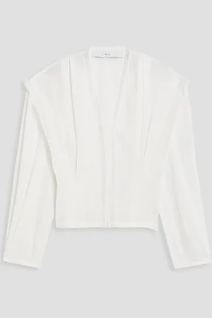 IRO Elea organza-trimmed crepe blouse - White - FR 38