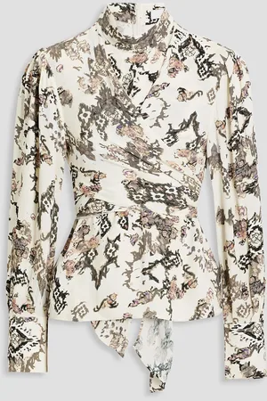 IRO Sakari wrap-effect printed crepe de chine blouse - White - FR 36