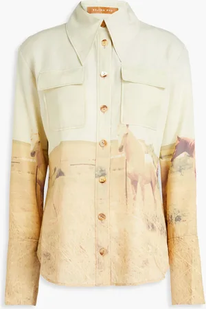 REJINA PYO Camille printed Tencel™-twill shirt - Green - UK 6