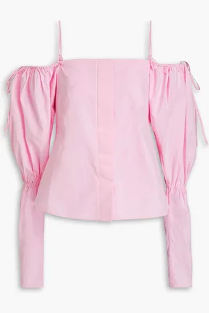 REJINA PYO Bay cold-shoulder cotton-poplin top - Pink - UK 10