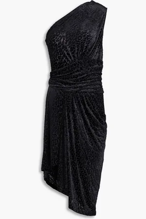 IRO One-shoulder wrap-effect devoré-velvet midi dress - - FR 42