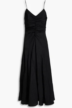 REJINA PYO Saanvi button-embellished ruched taffeta midi dress - - UK 10