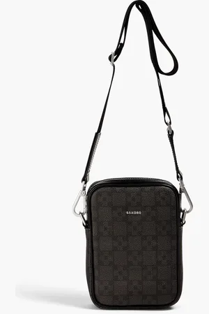 Sandro Printed faux textured leather shoulder bag - Gray - OneSize