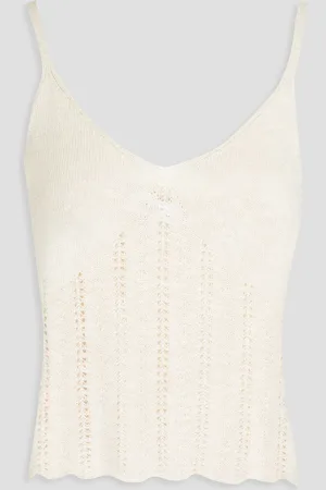 NAADAM Pointelle-knit cotton, linen and silk-blend tank - White - XL