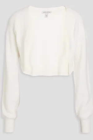AUTUMN CASHMERE Shaker cropped ribbed cashmere shrug - White - L