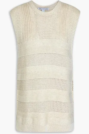 AUTUMN CASHMERE Pointelle-knit cotton top - Neutral - XS