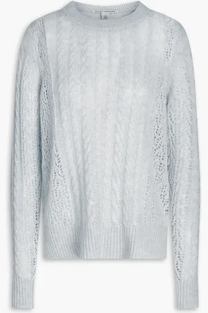 AUTUMN CASHMERE Cable and pointelle-knit cashmere sweater - Blue - S