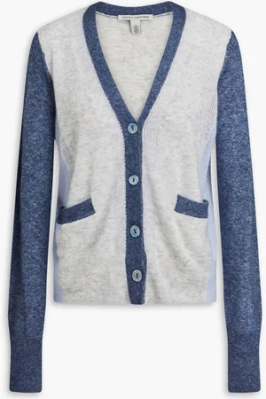 AUTUMN CASHMERE Color-block cashmere and silk-blend cardigan - Gray - S