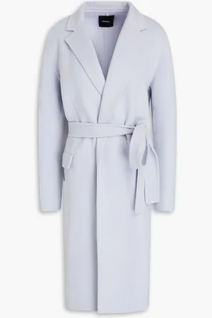 THEORY Belted wool and cashmere-blend felt coat - Purple - XL