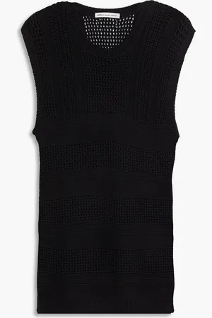 AUTUMN CASHMERE Pointelle-knit cotton top - - L