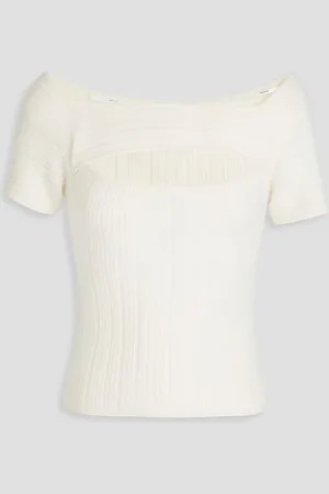 NAADAM Cutout ribbed cashmere top - White - L