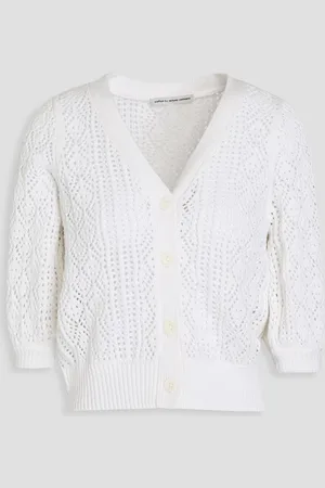 AUTUMN CASHMERE Pointelle-knit cotton cardigan - White - L