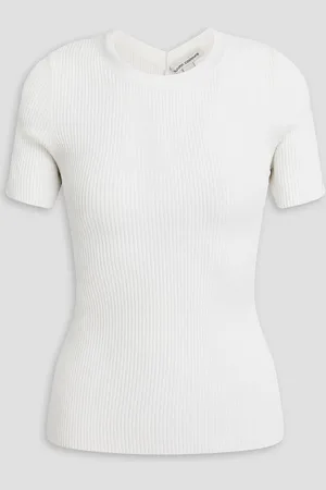 AUTUMN CASHMERE Cutout ribbed-knit top - White - S