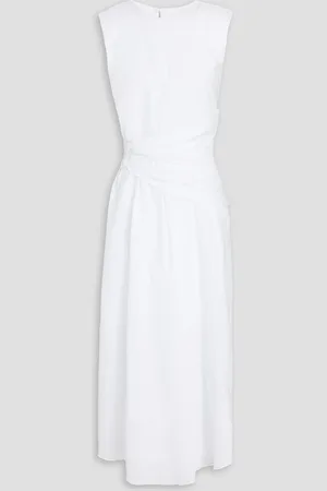 Frame Draped textured-cotton midi dress - - XS