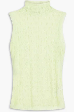 Frame Stretch-lace turtleneck top - Green - M