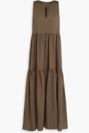 Frame Tiered ramie maxi dress - Neutral - XL