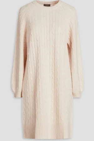 N.PEAL Cable-knit cashmere mini dress - White - L