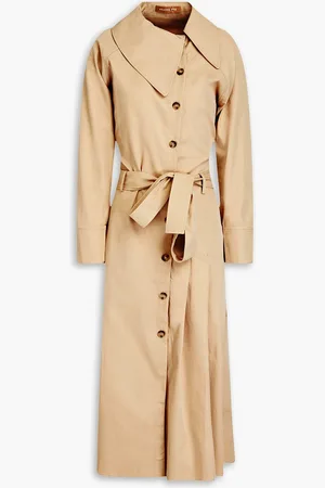 REJINA PYO Thalia pleated cotton-blend trench coat - Neutral - UK 12