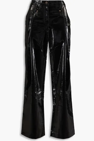 REJINA PYO Aaron crinkled faux glossed-leather wide-leg pants - - UK 14