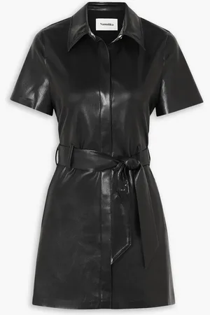 Nanushka Halli belted vegan leather mini shirt dress - - S