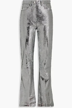 REMAIN Birger Christensen Striped metallic leather straight-leg pants - Metallic - DE 34