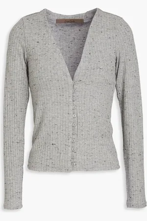 ENZA COSTA Donegal ribbed-knit cardigan - Gray - XS