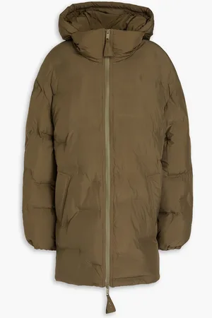 Ganni Quilted shell hooded jacket - Green - S/M